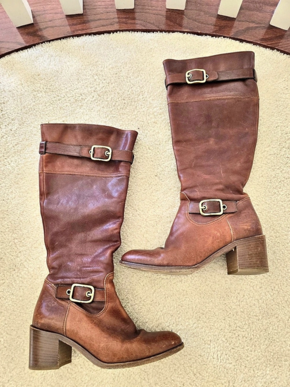 Vintage Coach Saxon Heeled Boots Brown US 6.5 B